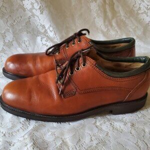 Men's Florshine Comfortech Shoes Vibraum Size 10.5 D Cognac Brown Leather